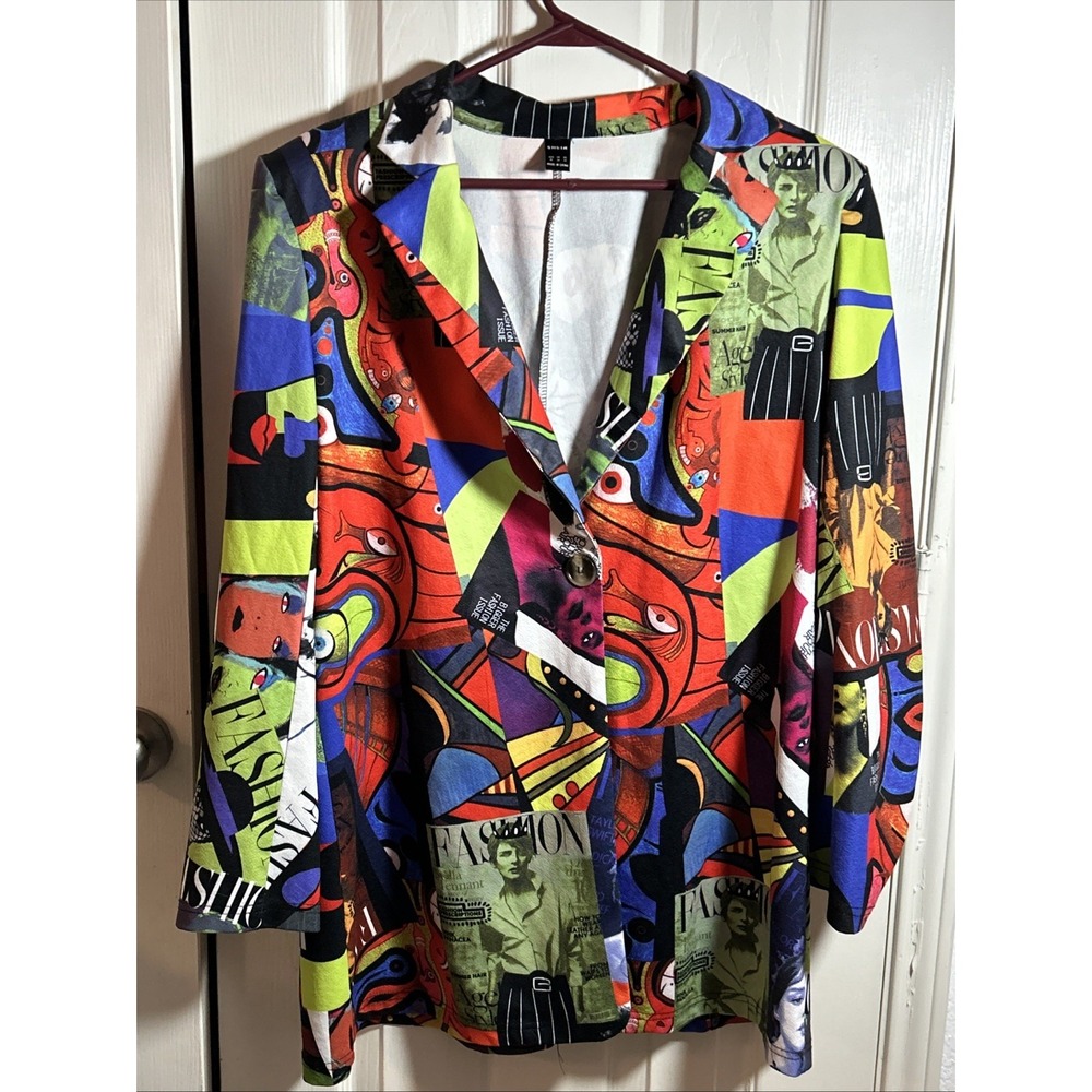 Shein Graffiti‎ Print Blazer Jacket Womens Sz. XL Colorful